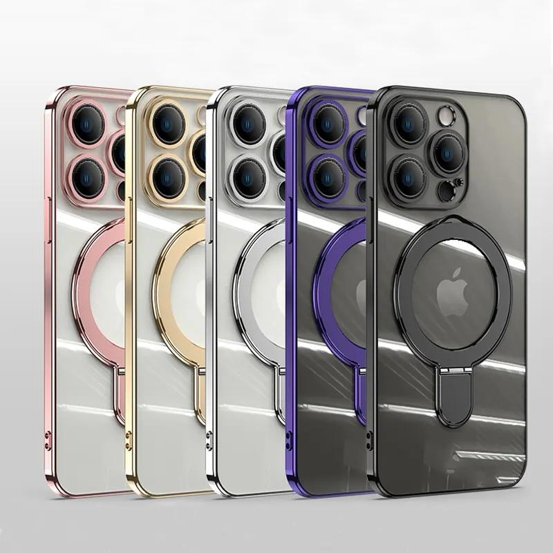 For MagSafe iPhone 17 16 15 14 13 12 Pro Max Magnetic Shockproof Phone Stand Ring Case