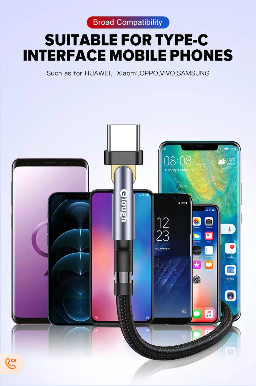 USB to Type C Charger 180° 3A Fast Charging Data Cable B-SPIN PTY LTD