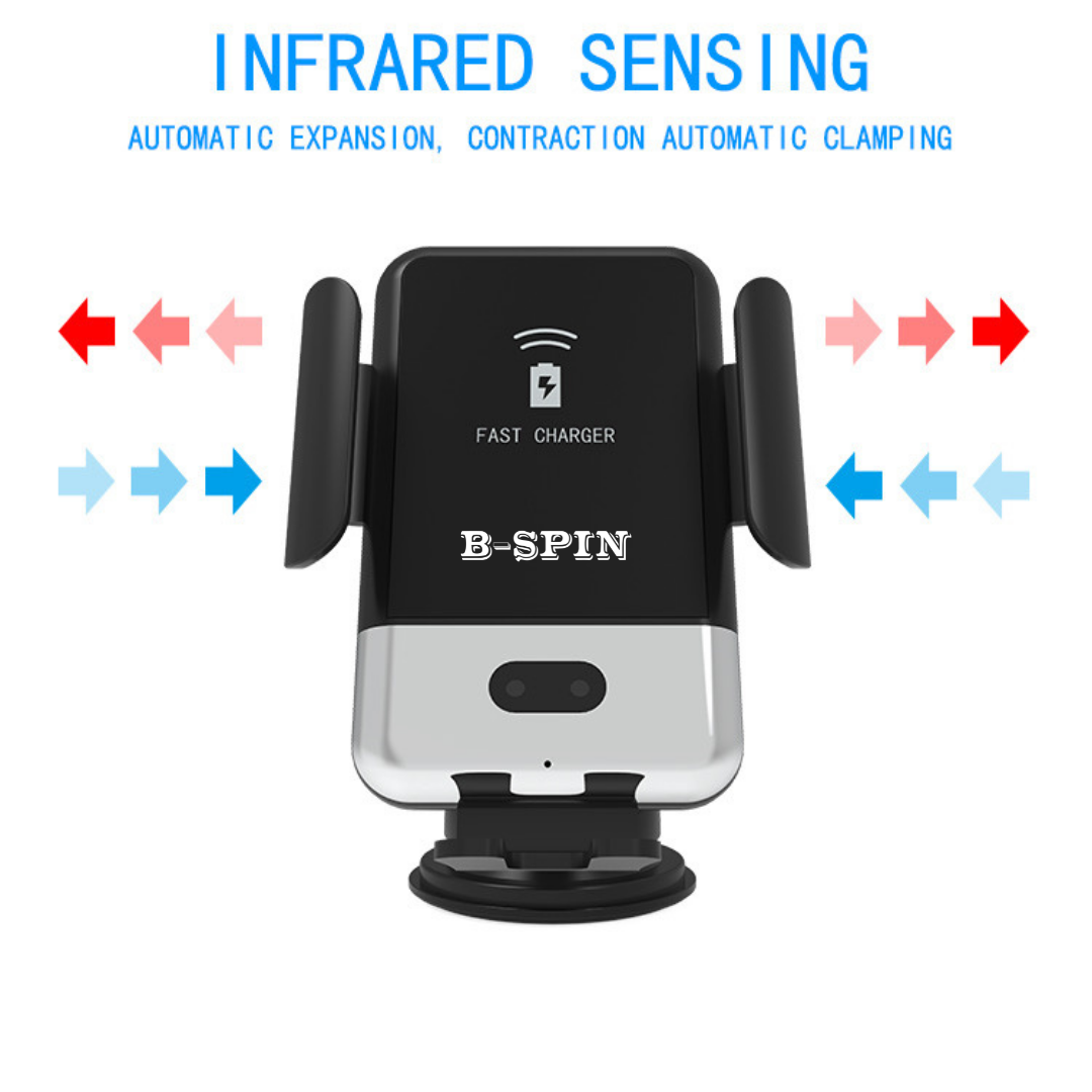 Qi Fast Wireless Charger Car Mount iPhone Holder Automatic B-SPIN PTY LTD