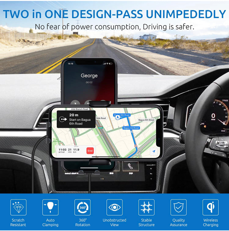 Qi Fast Wireless Charger Car Mount iPhone Holder Automatic B-SPIN PTY LTD