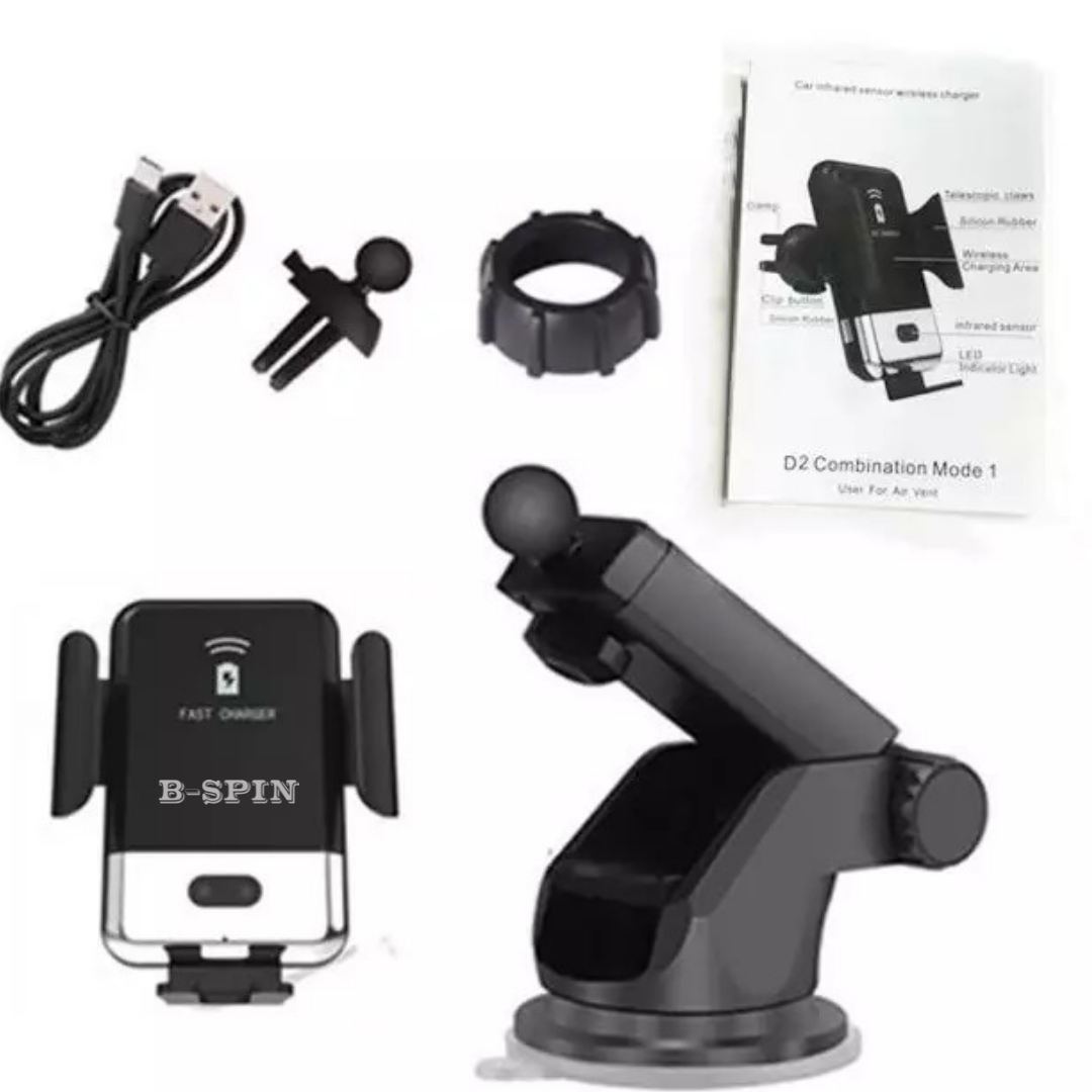 Qi Fast Wireless Charger Car Mount iPhone Holder Automatic B-SPIN PTY LTD