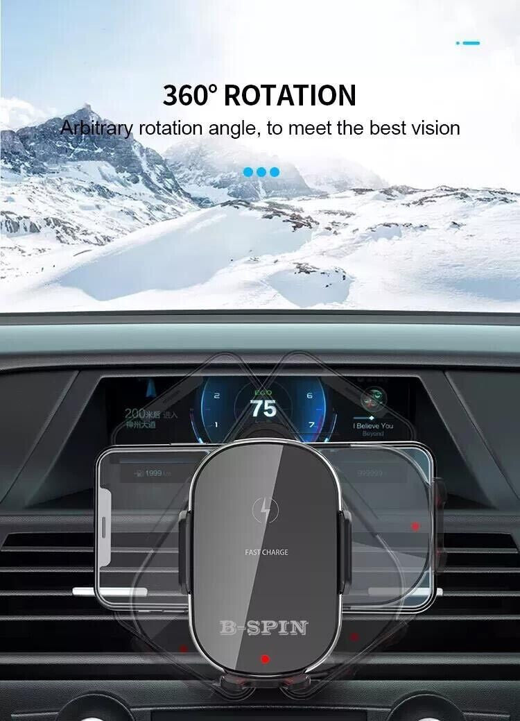 Automatic Clamping 15W Wireless Car Fast Charger Mount Air Vent Phone Holder