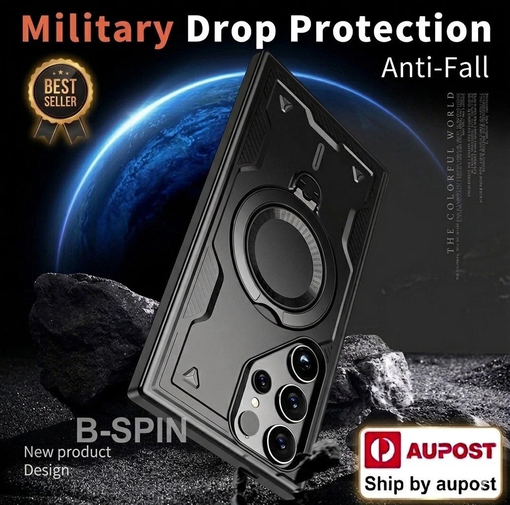 For Samsung S26 Ultra Case 360° Rotatable Ring Stand MagSafe Military Shockproof