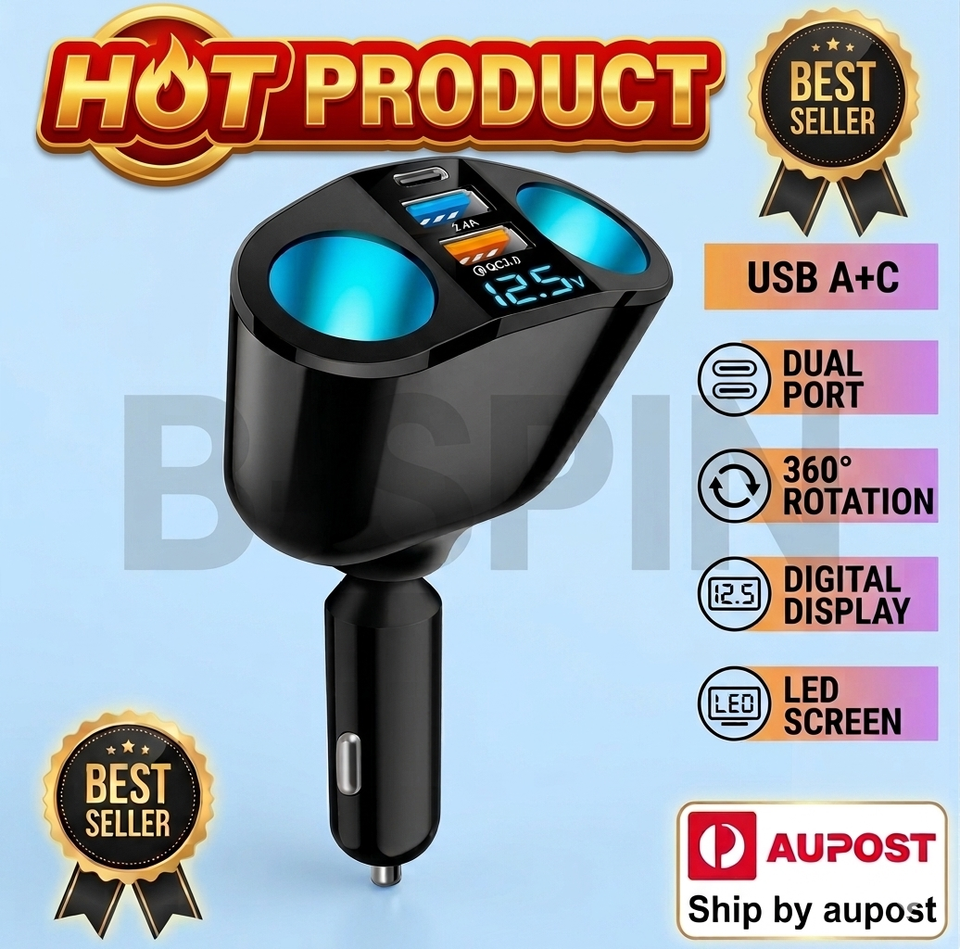 Car Charger Cigarette Lighter Double Power Adapter Socket Splitter Dual USB