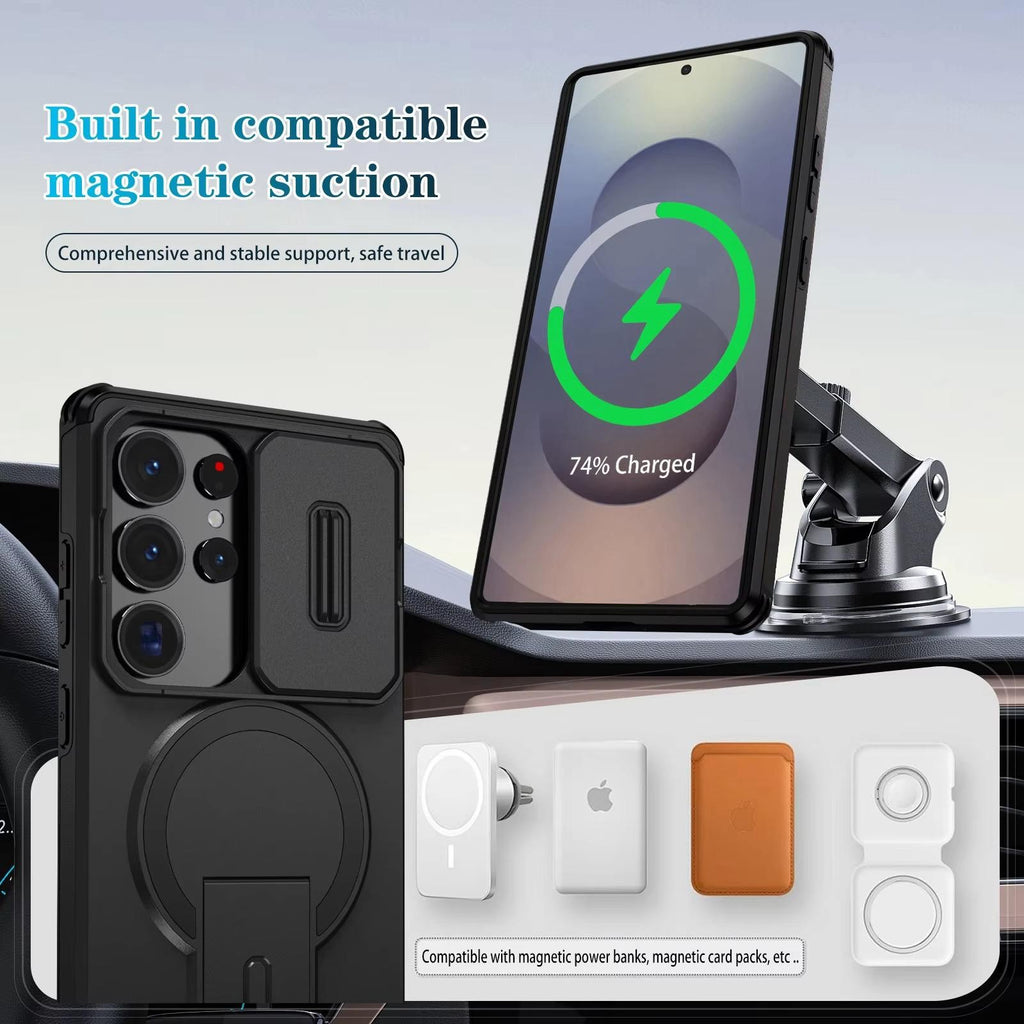 For Samsung Galaxy S26 S25 S24 Plus Ultra Case Magsafe Stand Lens Protect Cover