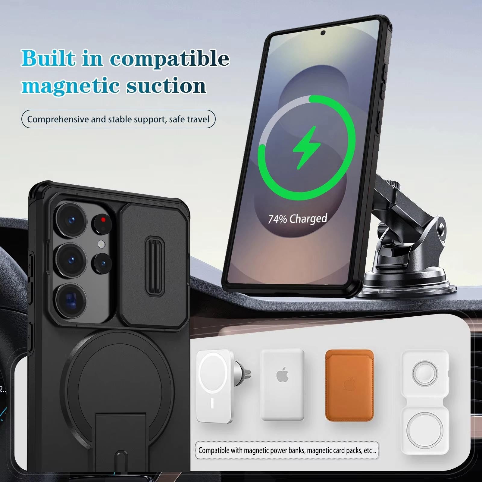 For Samsung Galaxy S26 S25 S24 Plus Ultra Case Magsafe Stand Lens Protect Cover