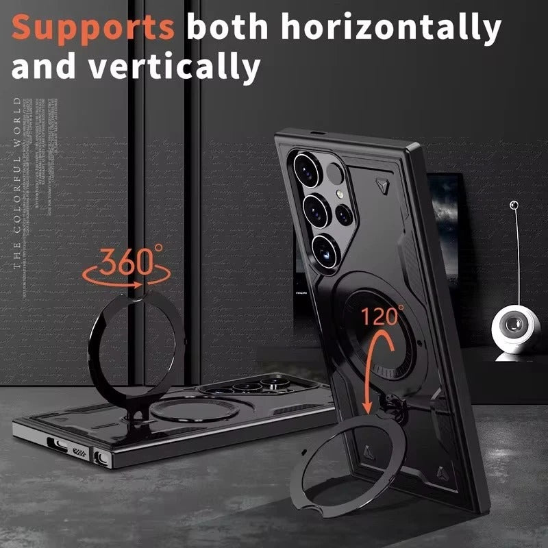 For Samsung S26 Ultra Case 360° Rotatable Ring Stand MagSafe Military Shockproof