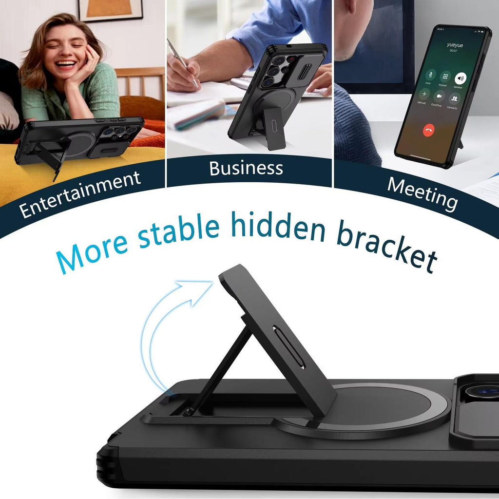 For Samsung Galaxy S26 S25 S24 Plus Ultra Case Magsafe Stand Lens Protect Cover