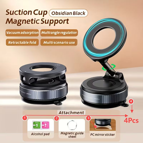 360 Foldable Vacuum Strong Magnetic MagSafe Phone Holder Suction Car Stand Mount