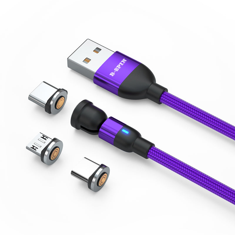 Magnetic 540 Fast Charging Data Cable Cord Charger For Type-C Micro USB iPhone - Mobile Accessories Shop B-SPIN