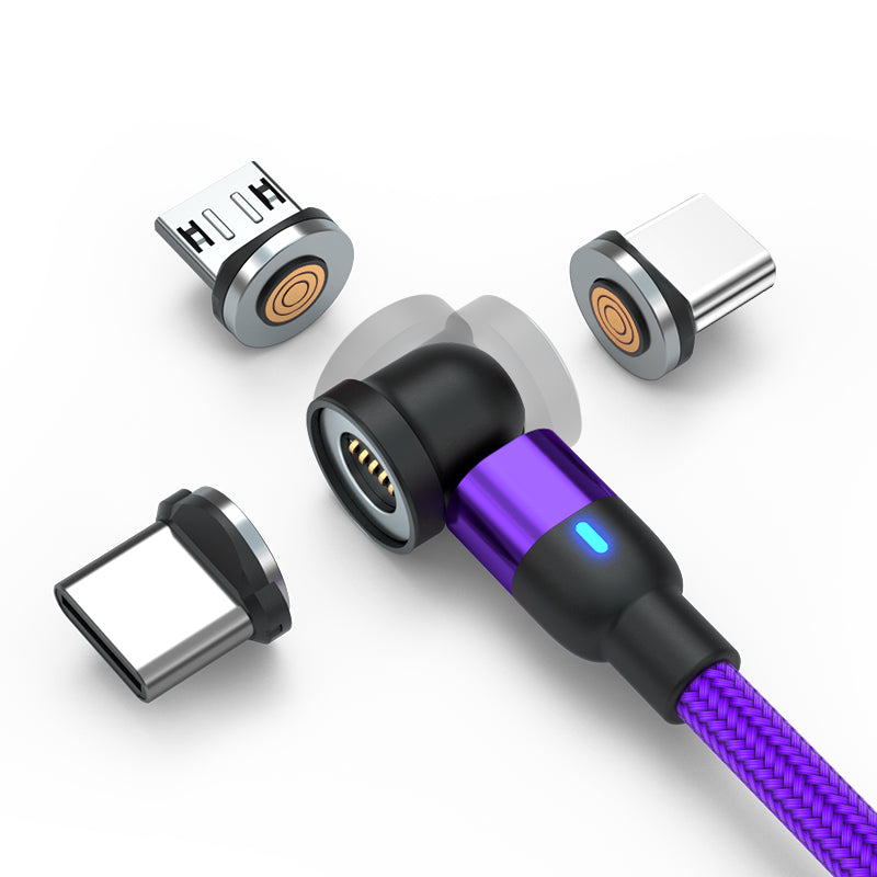 Magnetic 540 Fast Charging Data Cable Cord Charger For Type-C Micro USB iPhone - Mobile Accessories Shop B-SPIN
