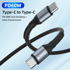 100W PD Type C to C Cable 5A Fast Charging Charger Cord for iPhone 17 16 15 Android