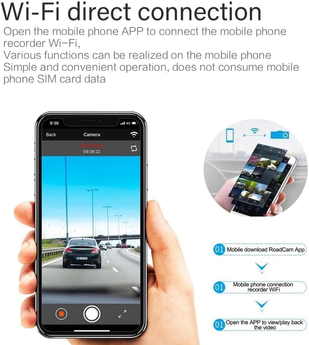 Dual Dash Cam 4K 2160 P Ultra HD Car DVR Front and Rear Camera with Built-in WiFi & GPS (170 Degree Wide)