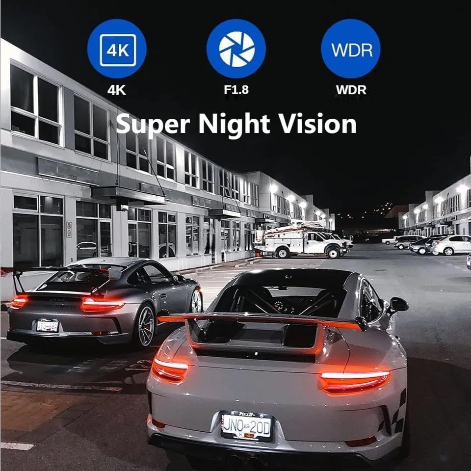 Dual Dash Cam 4K 2160 P Ultra HD Car DVR Front and Rear Camera with Built-in WiFi & GPS (170 Degree Wide)