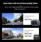 Dual Dash Cam 4K 2160 P Ultra HD Car DVR Front and Rear Camera with Built-in WiFi & GPS (170 Degree Wide)