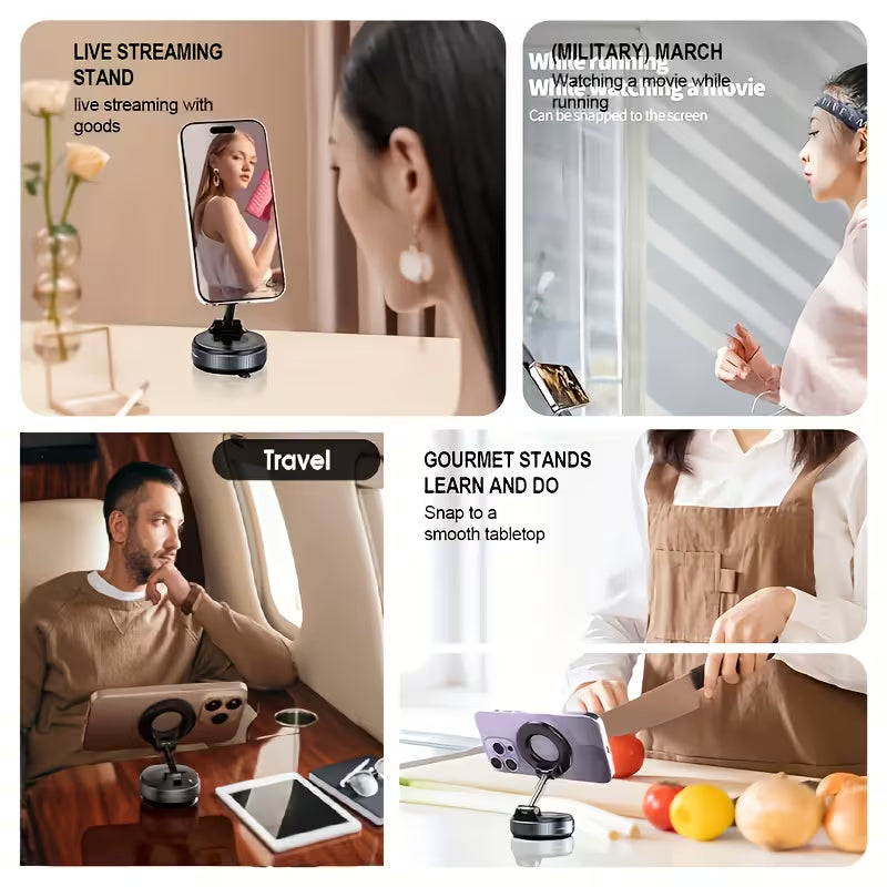 360 Foldable Vacuum Strong Magnetic MagSafe Phone Holder Suction Car Stand Mount