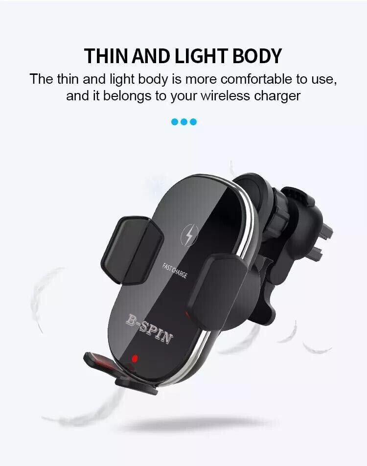 Automatic Clamping 15W Wireless Car Fast Charger Mount Air Vent Phone Holder