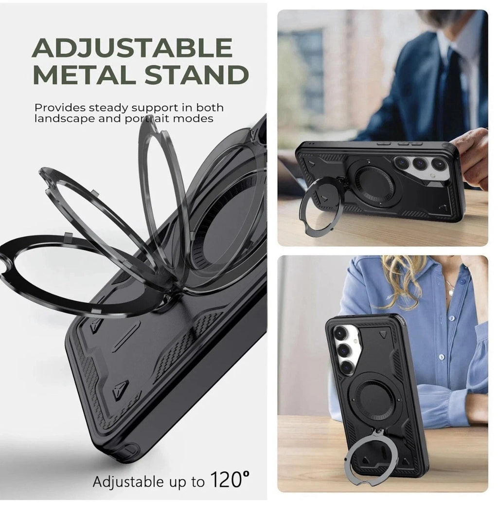 For Samsung S26 Ultra Case 360° Rotatable Ring Stand MagSafe Military Shockproof