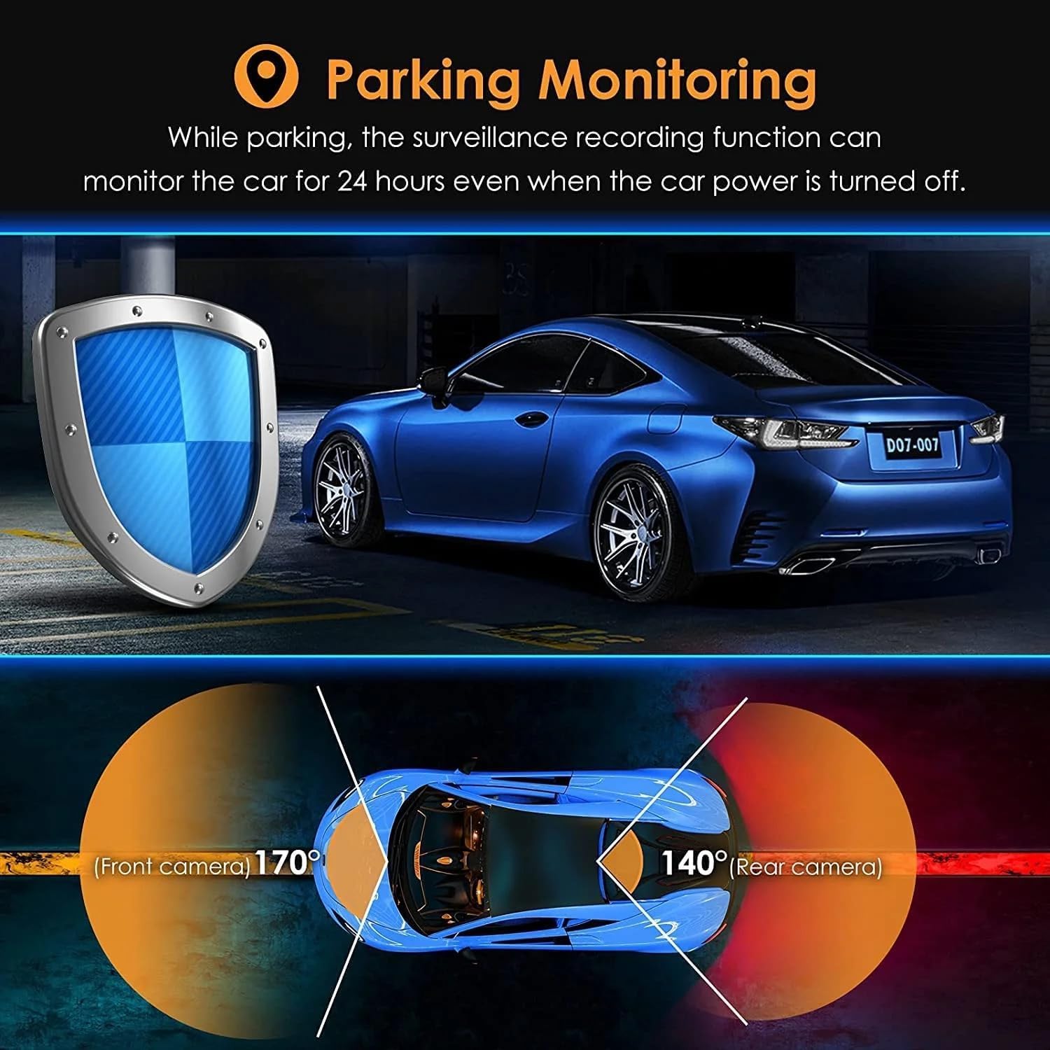Dual Dash Cam 4K 2160 P Ultra HD Car DVR Front and Rear Camera with Built-in WiFi & GPS (170 Degree Wide)