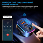 Bluetooth 5.0 FM Transmitter for Car, 3 USB Ports Fast Charger with QC3.0 18W and PD 18W USB C Car Charger