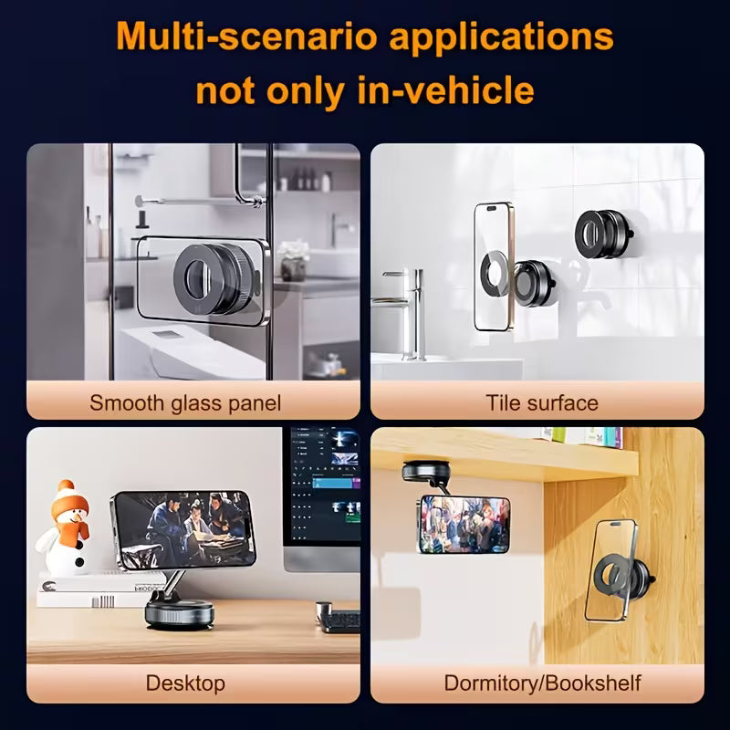 360 Foldable Vacuum Strong Magnetic MagSafe Phone Holder Suction Car Stand Mount