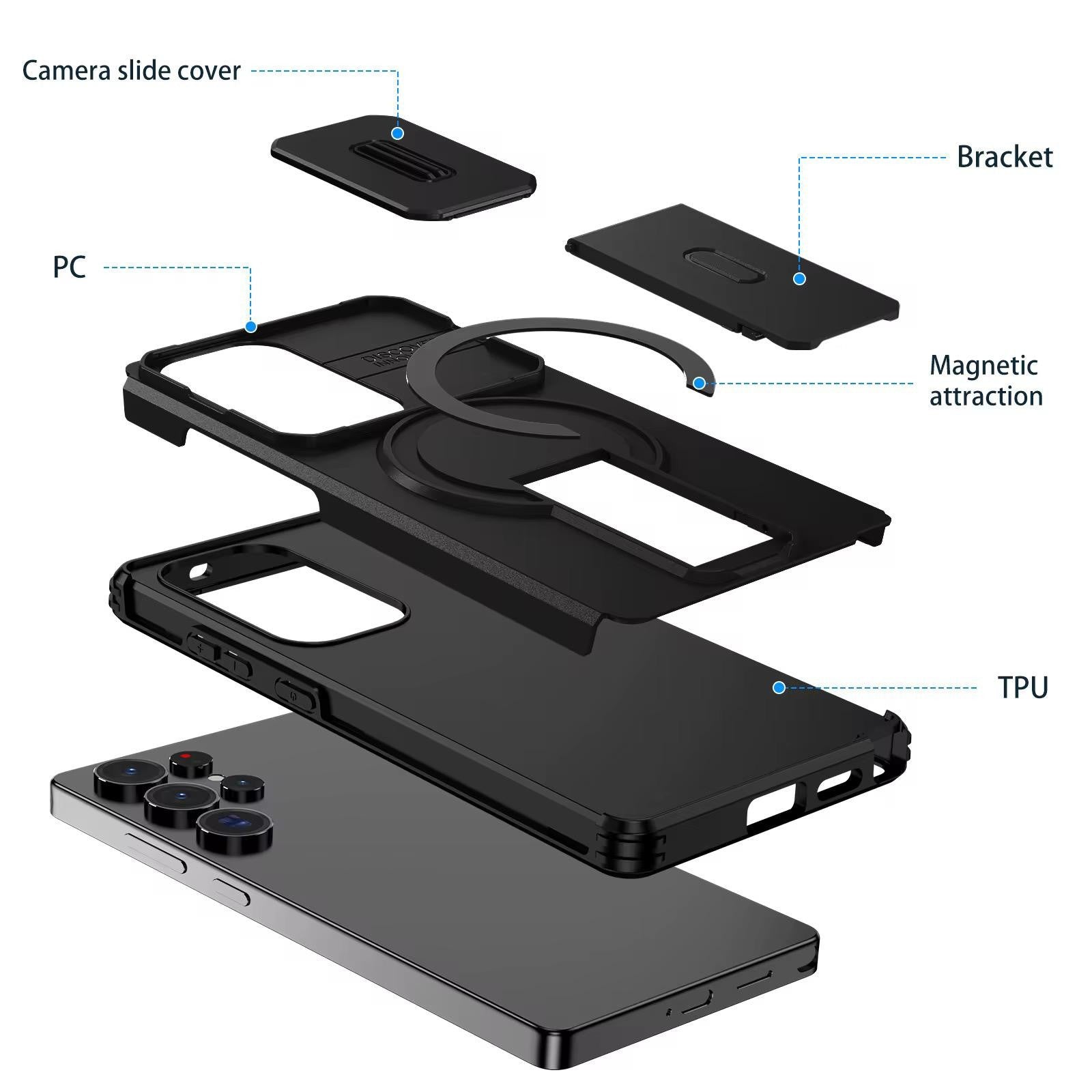 For Samsung Galaxy S26 S25 S24 Plus Ultra Case Magsafe Stand Lens Protect Cover