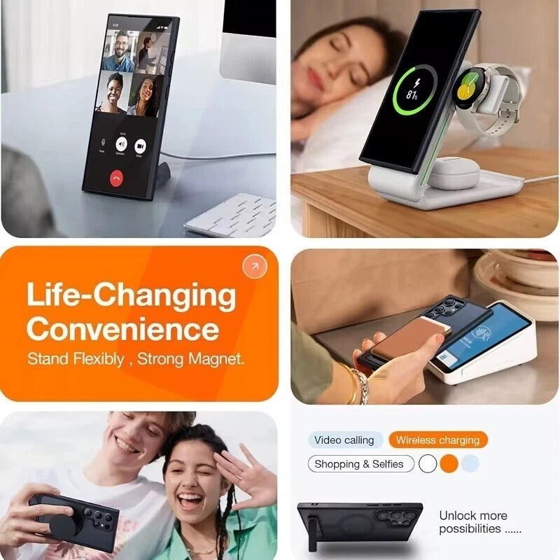 For Samsung Galaxy S26 S25 Ultra + MagSafe Case Stand Magnetic Shockproof Cover