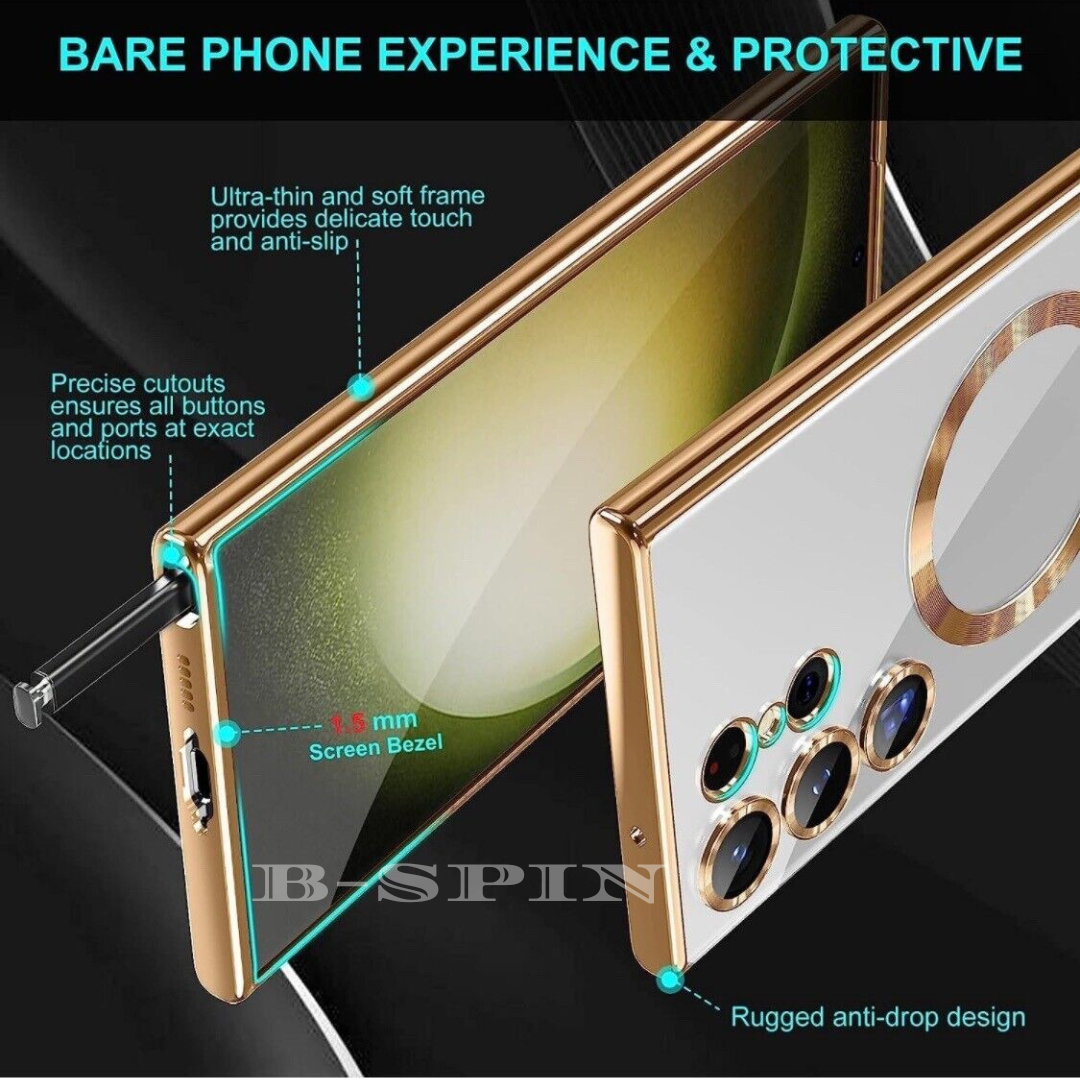 For Samsung Galaxy S24 S23 Ultra S22 Plus 5G Plating Mag Safe Magnetic Case Cover