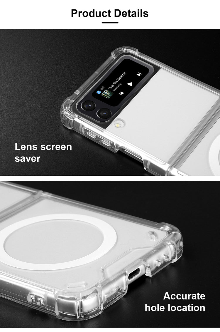 For Samsung Galaxy Z Flip 5 4 3 Magnetic Clear Case Shockproof Ultra Slim Cover