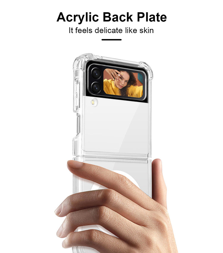 For Samsung Galaxy Z Flip 5 4 3 Magnetic Clear Case Shockproof Ultra Slim Cover