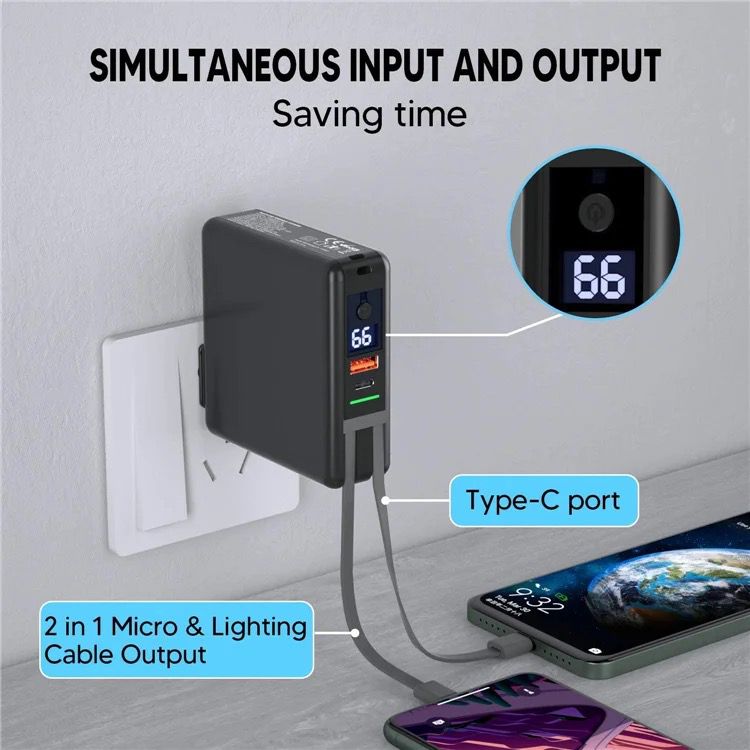 Universal Travel Powerpack Adapter 5 in 1 PD 20W 10000mAH - Mobile Accessories B-SPIN