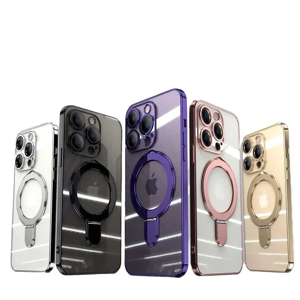For MagSafe iPhone 16 15 14 13 12 Pro Max Magnetic Shockproof Phone Stand Ring Case