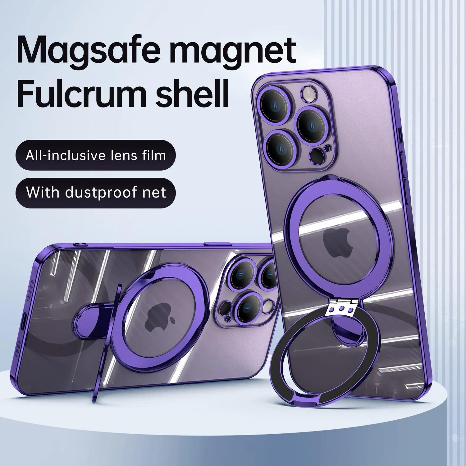 For MagSafe iPhone 16 15 14 13 12 Pro Max Magnetic Shockproof Phone Stand Ring Case