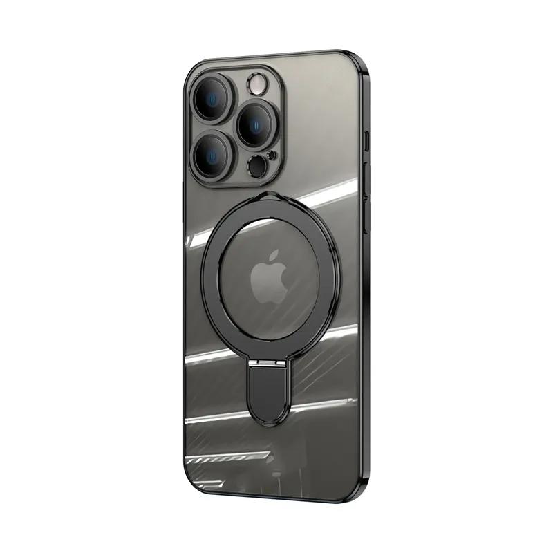 For MagSafe iPhone 16 15 14 13 12 Pro Max Magnetic Shockproof Phone Stand Ring Case