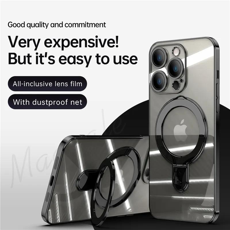 For MagSafe iPhone 16 15 14 13 12 Pro Max Magnetic Shockproof Phone Stand Ring Case