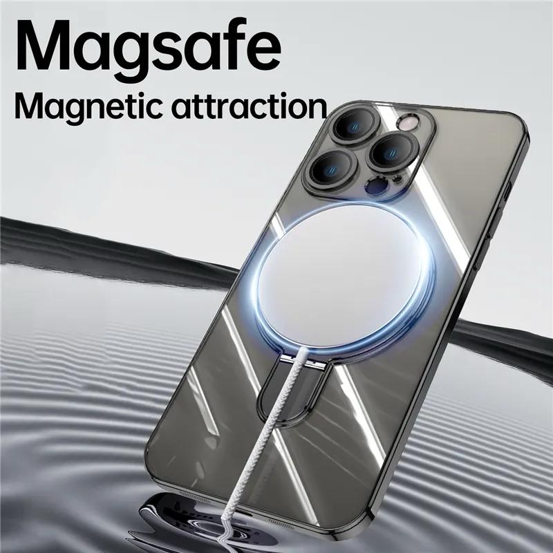 For MagSafe iPhone 16 15 14 13 12 Pro Max Magnetic Shockproof Phone Stand Ring Case