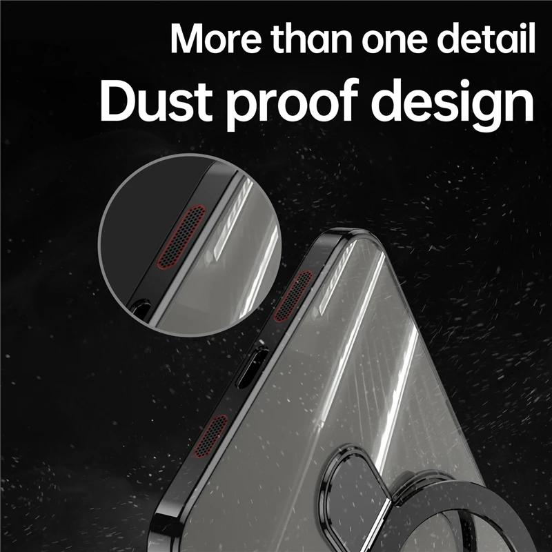 For MagSafe iPhone 16 15 14 13 12 Pro Max Magnetic Shockproof Phone Stand Ring Case