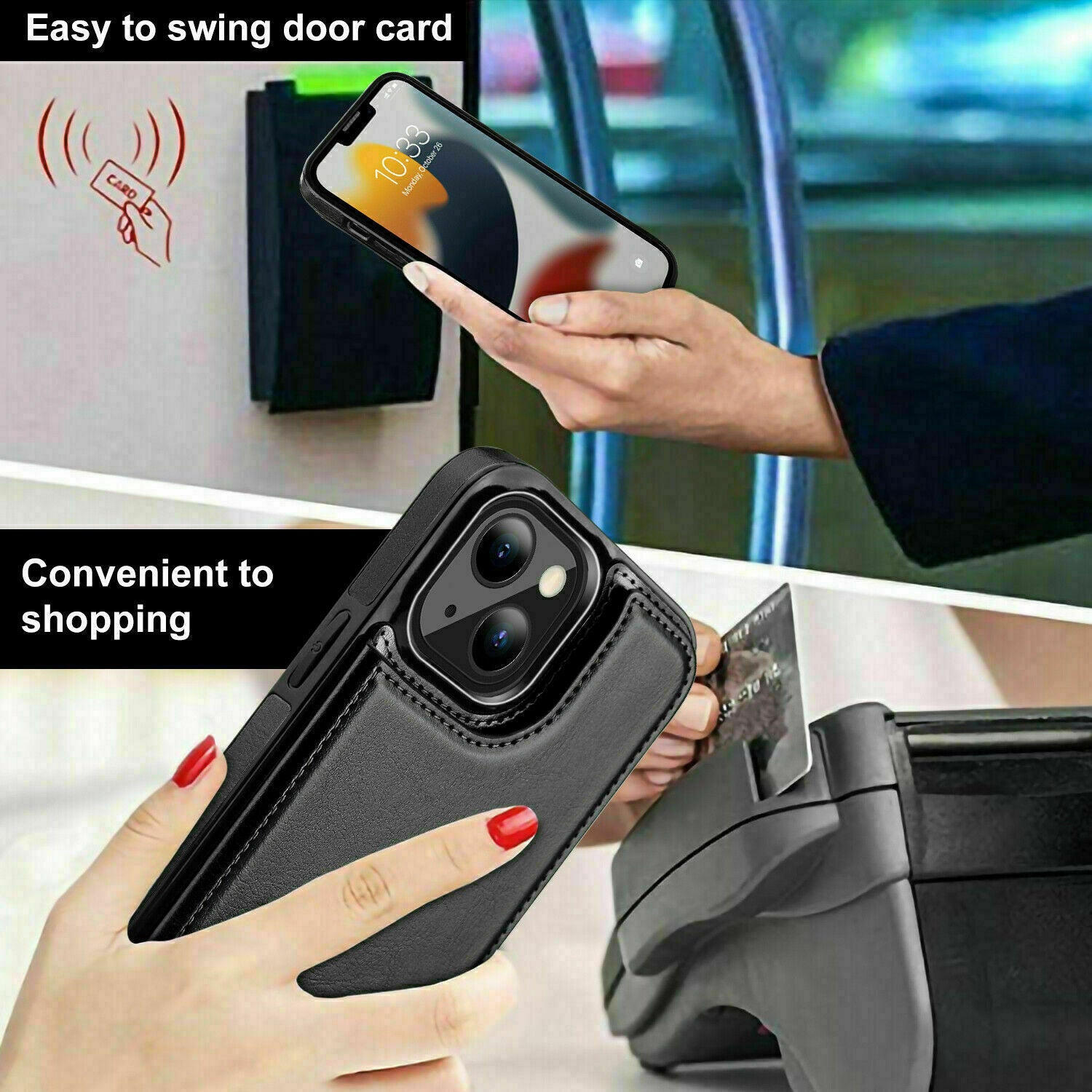Leather Mobile Phone Wallet Card Holder Flip Cover Iphone and Samsung