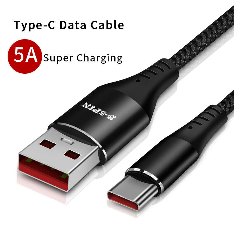 USB to Type C Charger 5A Fast Charging Data Cable for Samsung Huawei iPhone 17 16 15 Series