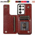 For Samsung S20 FE S21 S22 S23 Ultra Leather Stand Flip Wallet Case Magnet Cover - Mobile Accessories Shop B-SPIN