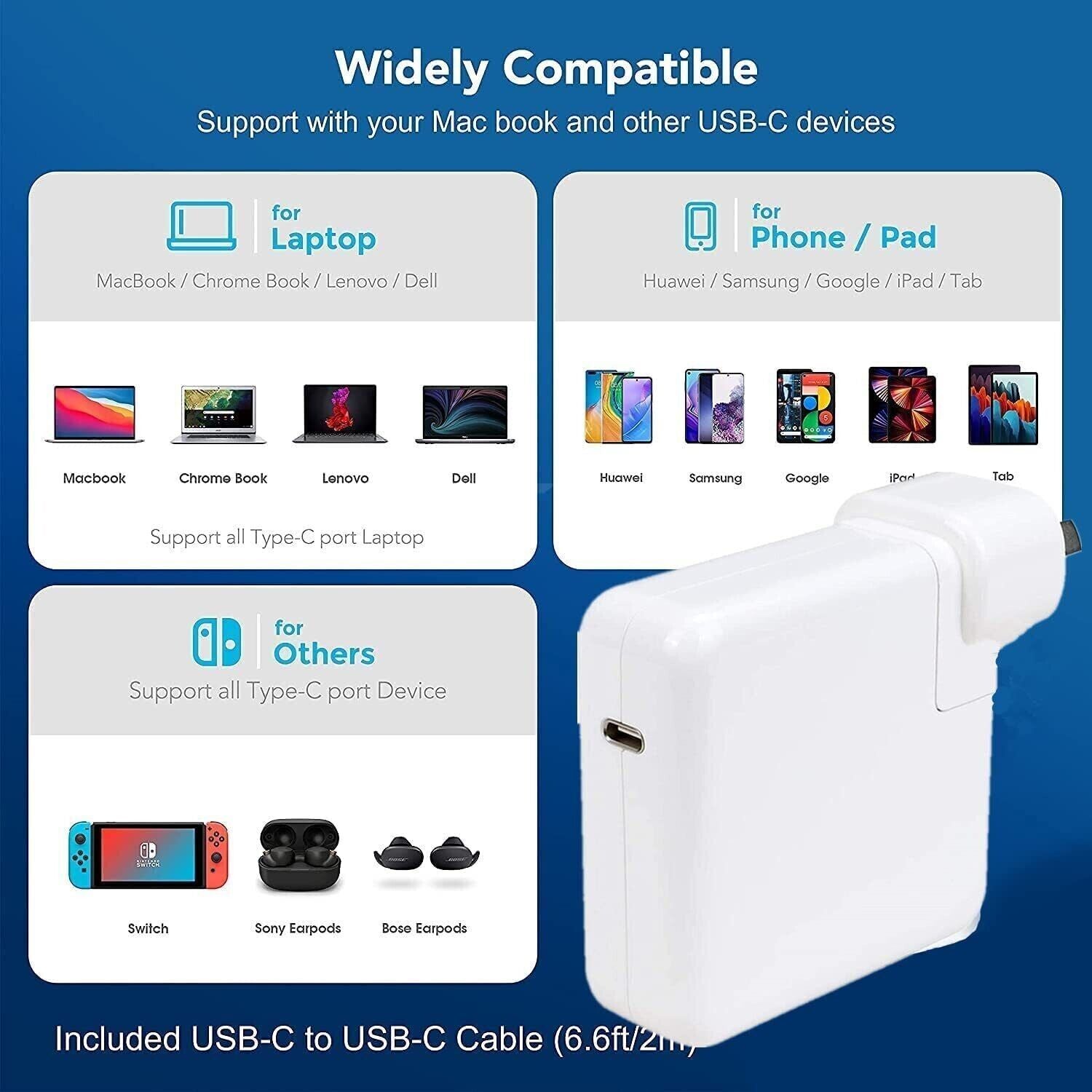 USB-C Power Adapter Charger Type -C Air Pro Laptop
