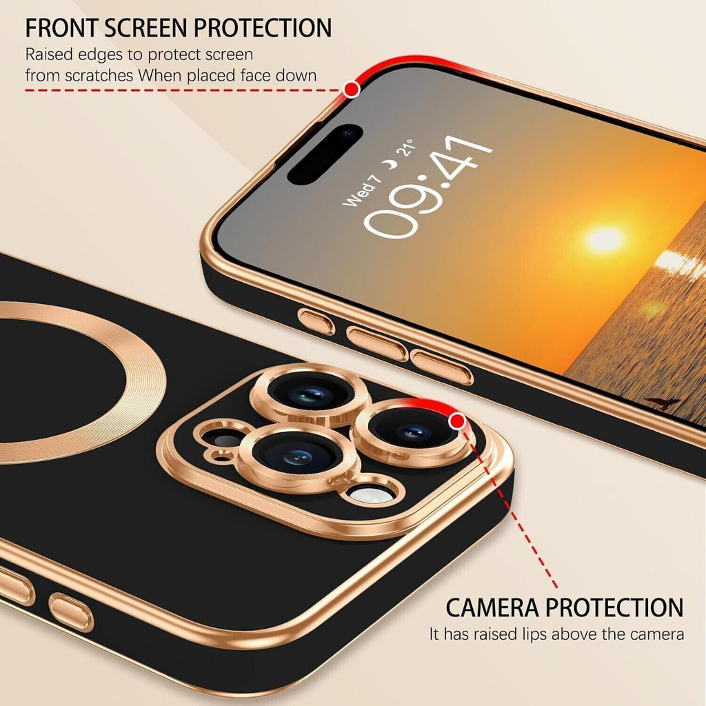 Shockproof  Plating  Magnetic Case For iPhone 15 14 13 12 11 Pro Max Plus