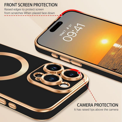 Shockproof  Plating  Magnetic Case For iPhone 15 14 13 12 11 Pro Max Plus