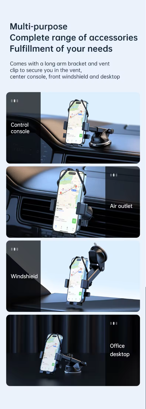 Universal Air Vent Hook Car Holder Mount Stand Bracket Mobile Phone Clip Cradle