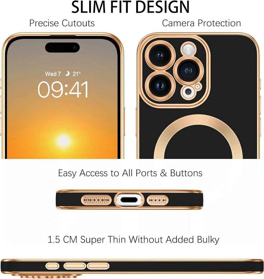 Shockproof  Plating  Magnetic Case For iPhone 15 14 13 12 11 Pro Max Plus