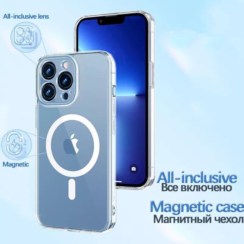 Magsafe Plating Magnetic Slim Cover For iPhone 15 14 Pro Max 13 12 11 Case Clear