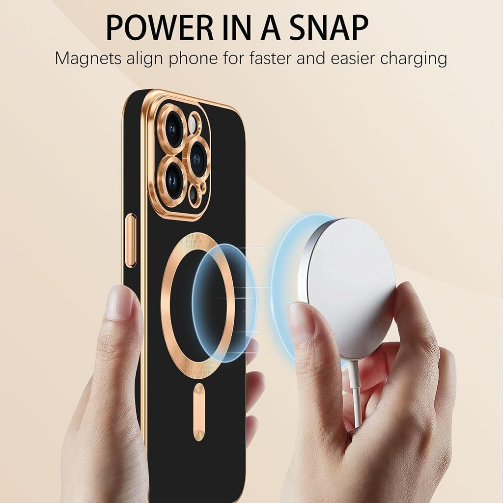 Shockproof  Plating  Magnetic Case For iPhone 15 14 13 12 11 Pro Max Plus