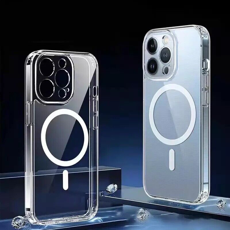 Magsafe Plating Magnetic Slim Cover For iPhone 15 14 Pro Max 13 12 11 Case Clear