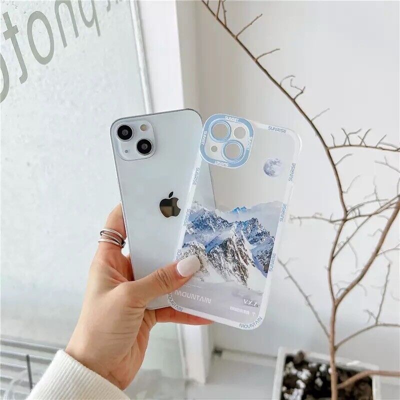 Mountain Soft TPU Mobile Phone Case Camera Cover for iPhone 13 12 11 pro max XR X