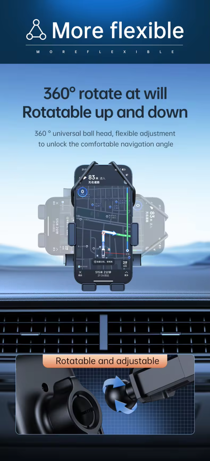 Universal Air Vent Hook Car Holder Mount Stand Bracket Mobile Phone Clip Cradle